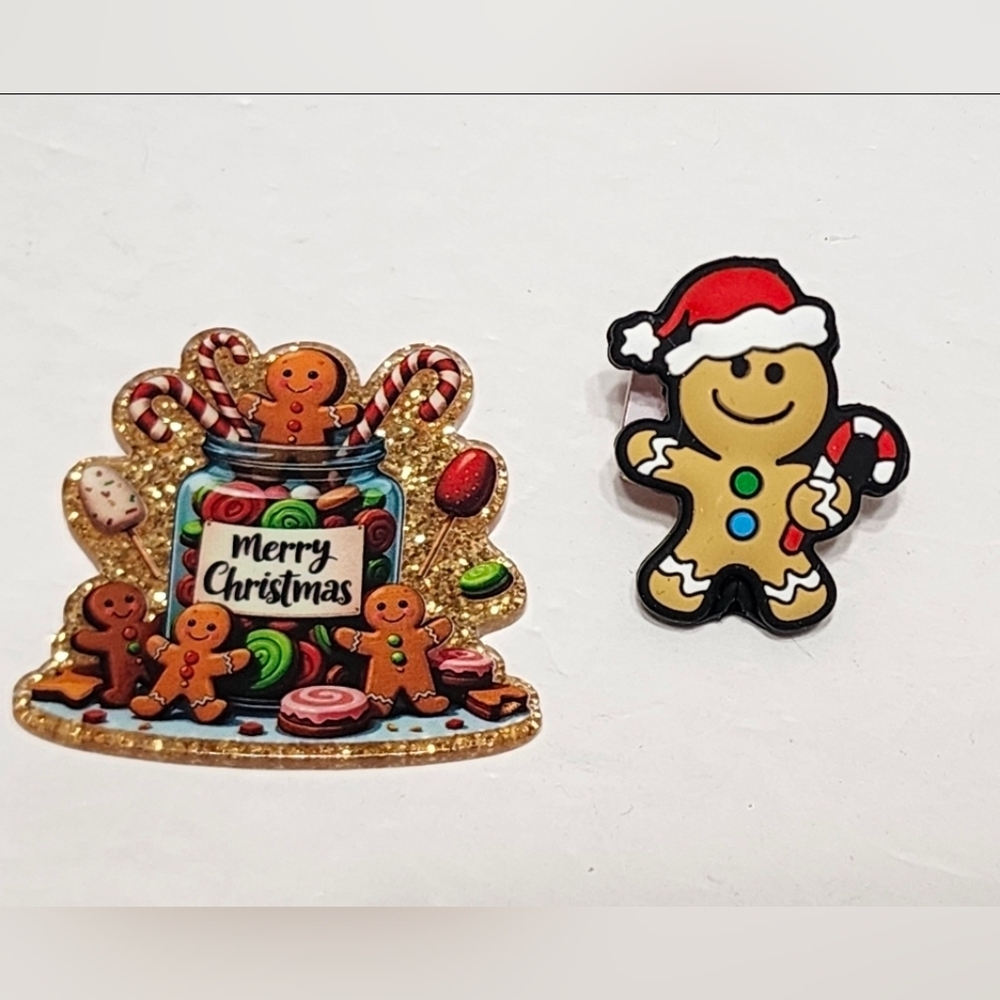 Acrylic Christmas Gingerbread Flatback Glitterback Focal Bead Crafts Xmas Beads